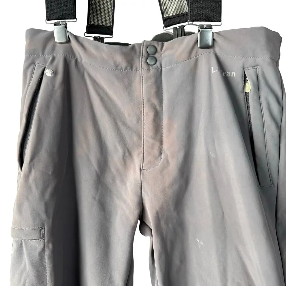 Vintage L.L. Bean Men's Gray Bib Snowpants Removable Suspenders Large Tall AS IS